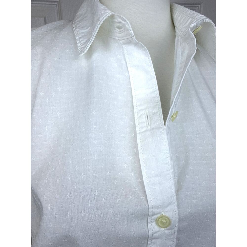 Gap Fitted Boyfriend White Button Down Shirt Textured Cotton Small - Picture 3 of 6